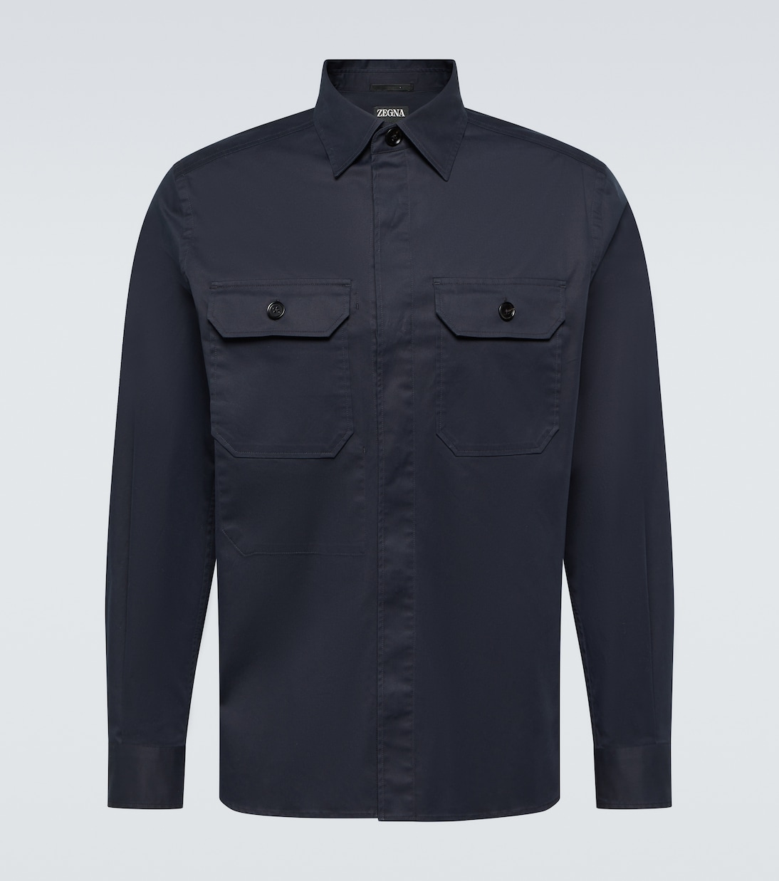 Рубашка из смесового хлопка Zegna, синий цена и фото