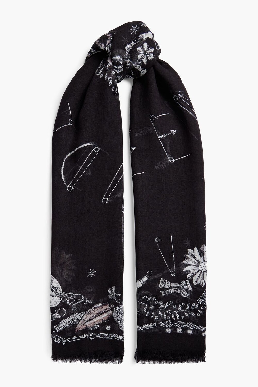 

Модальный шарф с принтом ALEXANDER MCQUEEN, черный