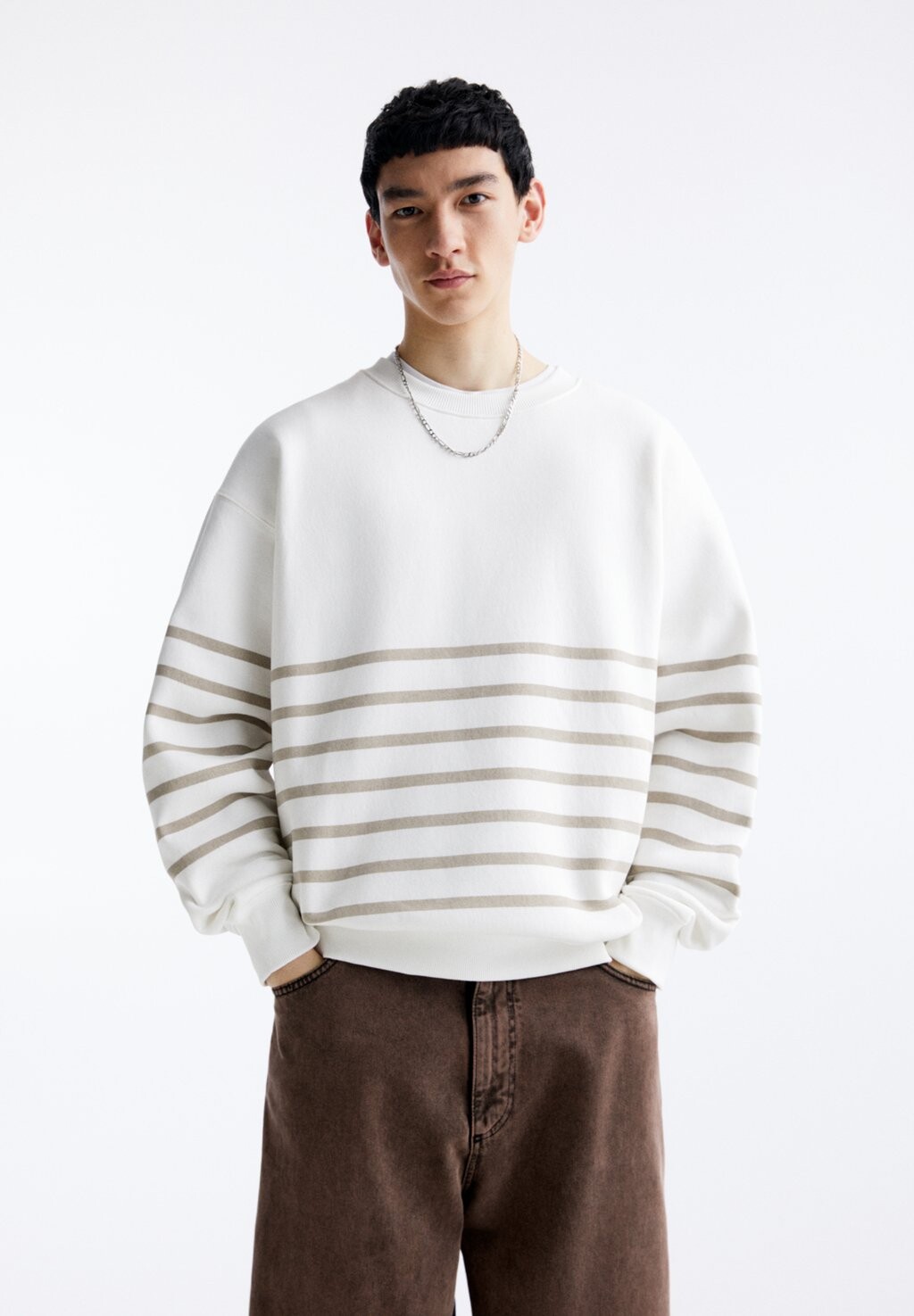 

Толстовка STRIPED PULL&BEAR, цвет brown