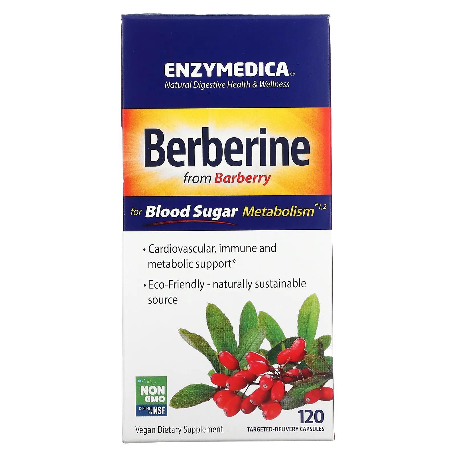 Enzymedica Берберин 120 капсул с адресной доставкой enzymedica берберин для метаболизма сахара в крови 60 капсул целенаправленного действия