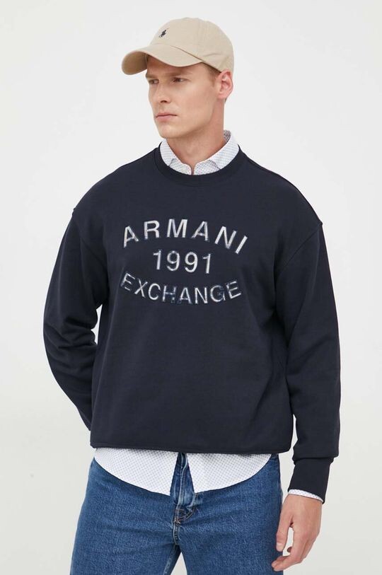 

Хлопковая толстовка Armani Exchange, темно-синий