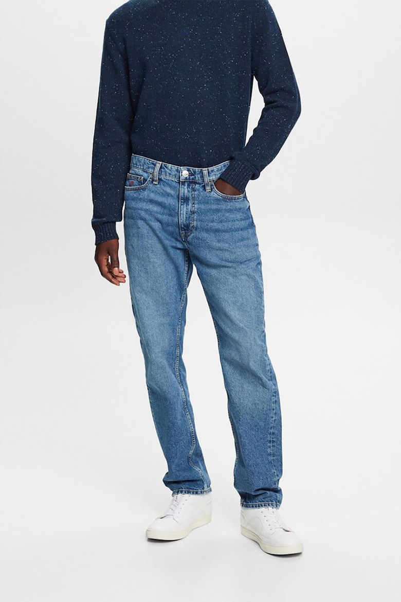Прямые джинсы с потертым эффектом Esprit, синий