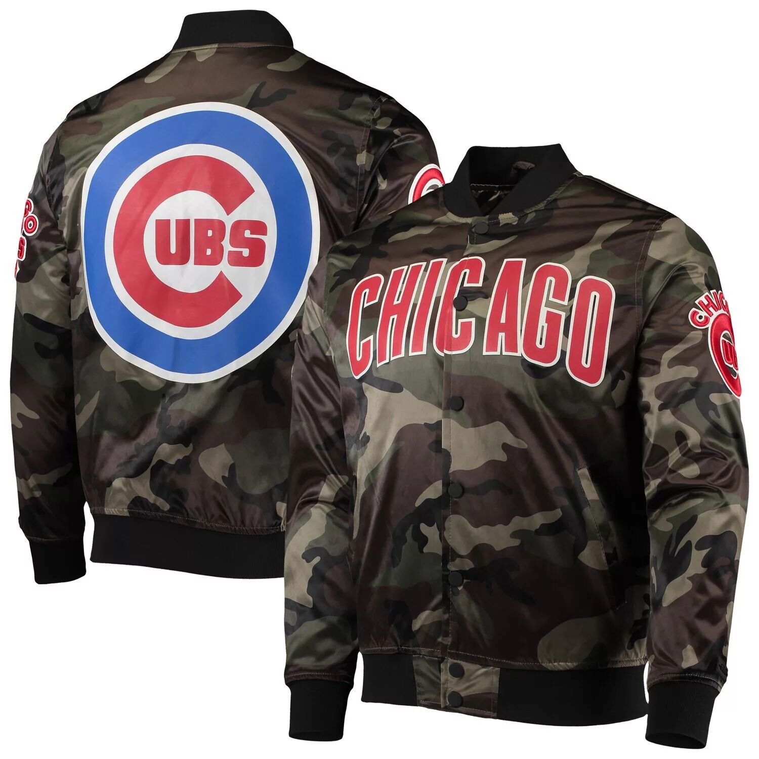 

Мужская атласная куртка с длинными кнопками Pro Standard Camo Chicago Cubs
