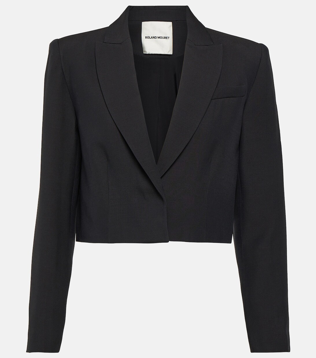 

Укороченный блейзер из шерсти и шелка ROLAND MOURET, черный