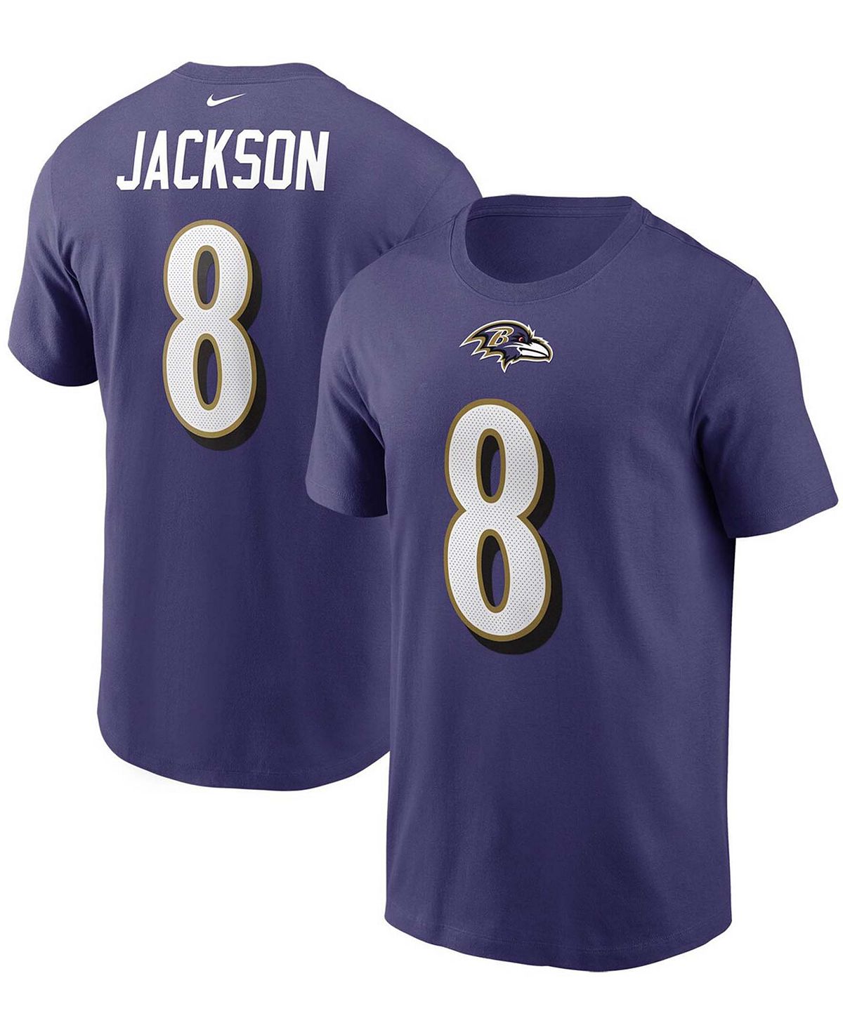 Мужская фиолетовая футболка с именем и номером Lamar Jackson Baltimore Ravens Nike