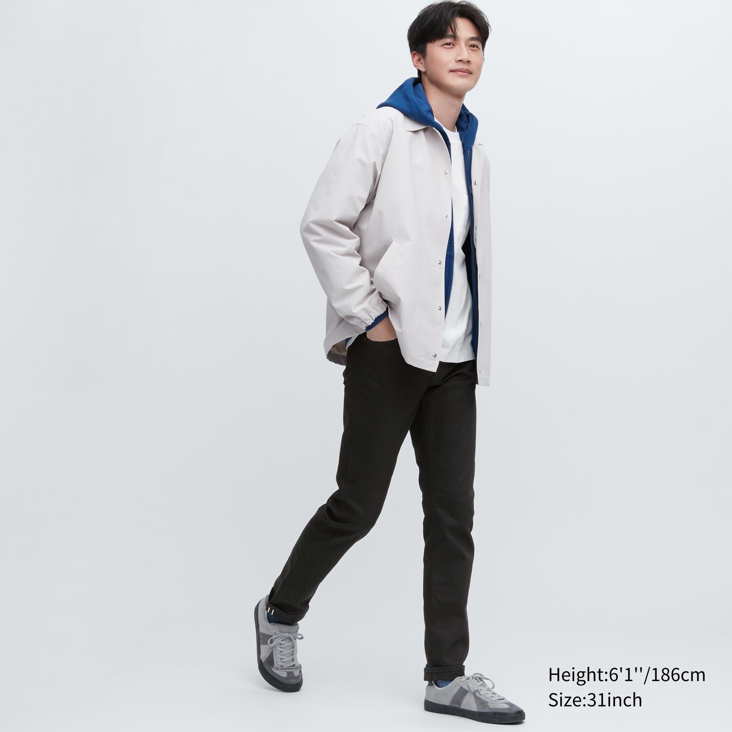 

Джинсы Uniqlo мужские с эластичной кромкой узкого кроя, черный