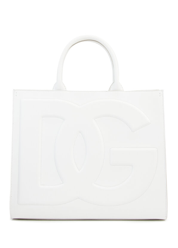 Женская кожаная сумка-шоппер с белым логотипом Dolce&Gabbana