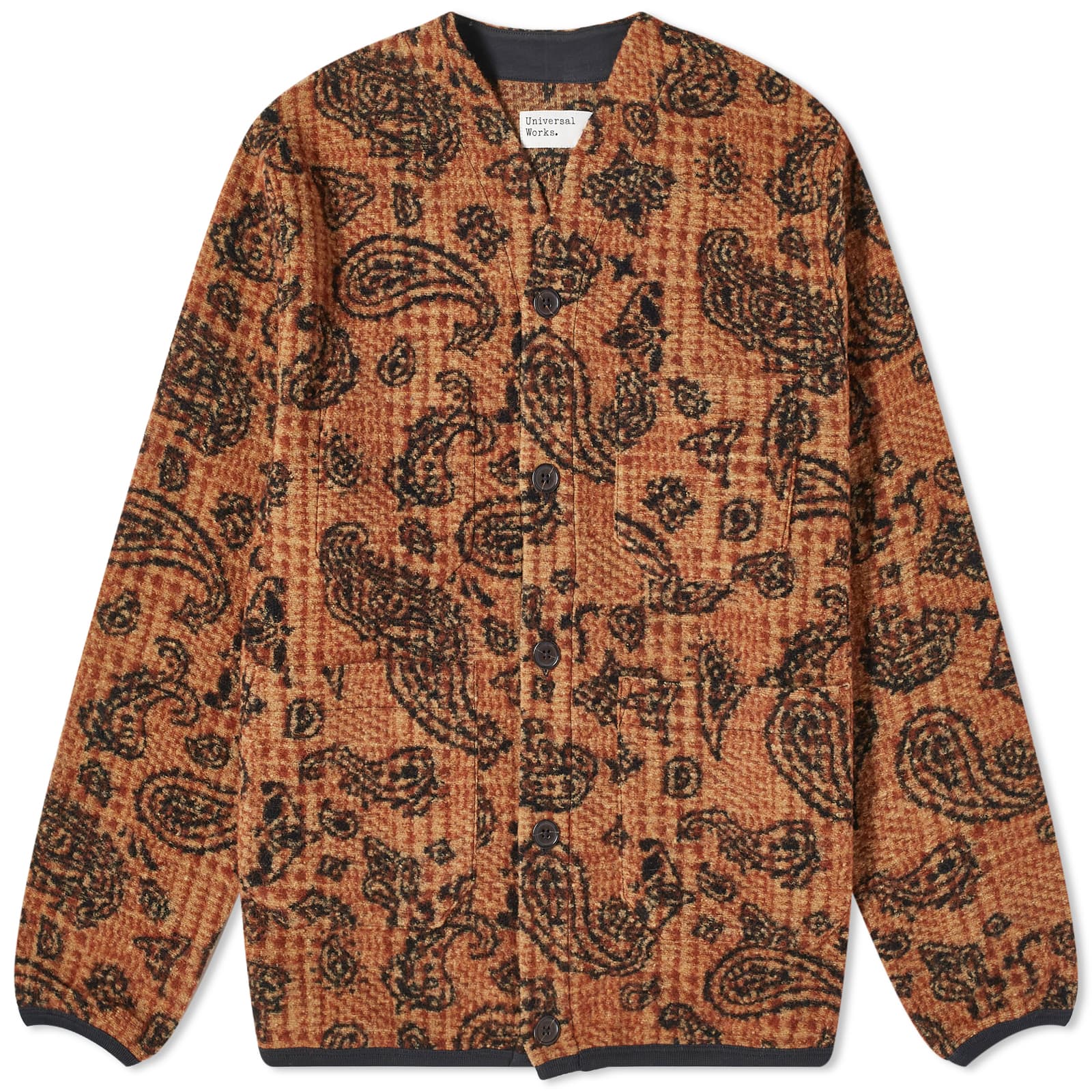 Кардиган Universal Works Paisley Check Fleece, цвет Cinnamon куртка universal works duke fleece zip bomber цвет brown check