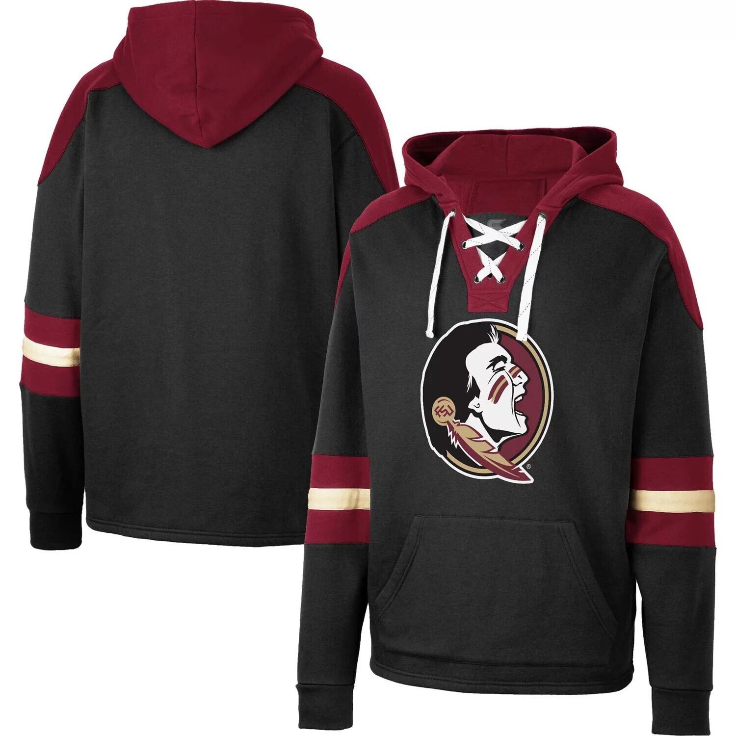 

Мужской черный пуловер с капюшоном Colosseum Florida State Seminoles на шнуровке 4.0