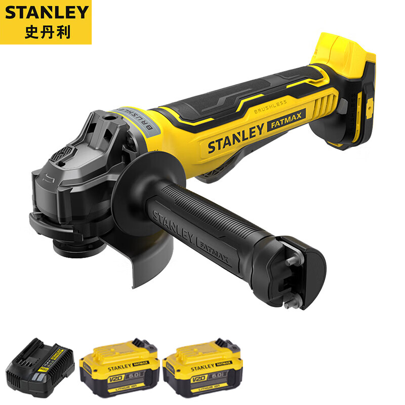 Угловая шлифовальная машина Stanley SBG700-A9, 125 мм + два аккумулятора 20V/6.0Ah, зарядное устройство