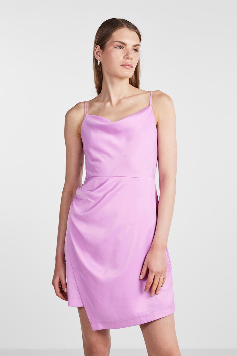 Атласное платье с драпированным вырезом Y A S , фиолетовый