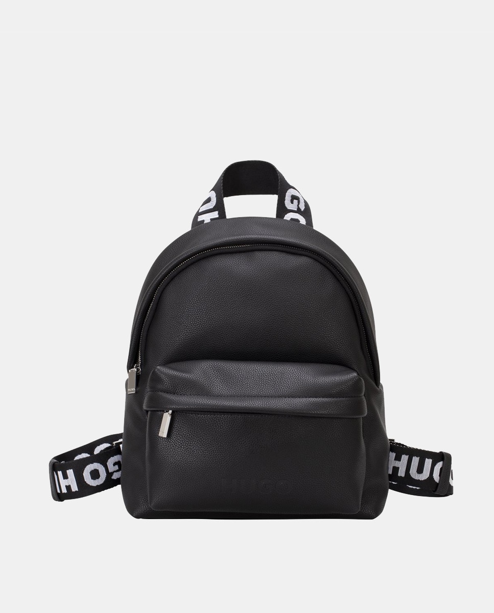Черный рюкзак из искусственной кожи на молнии Hugo, черный цена и фото