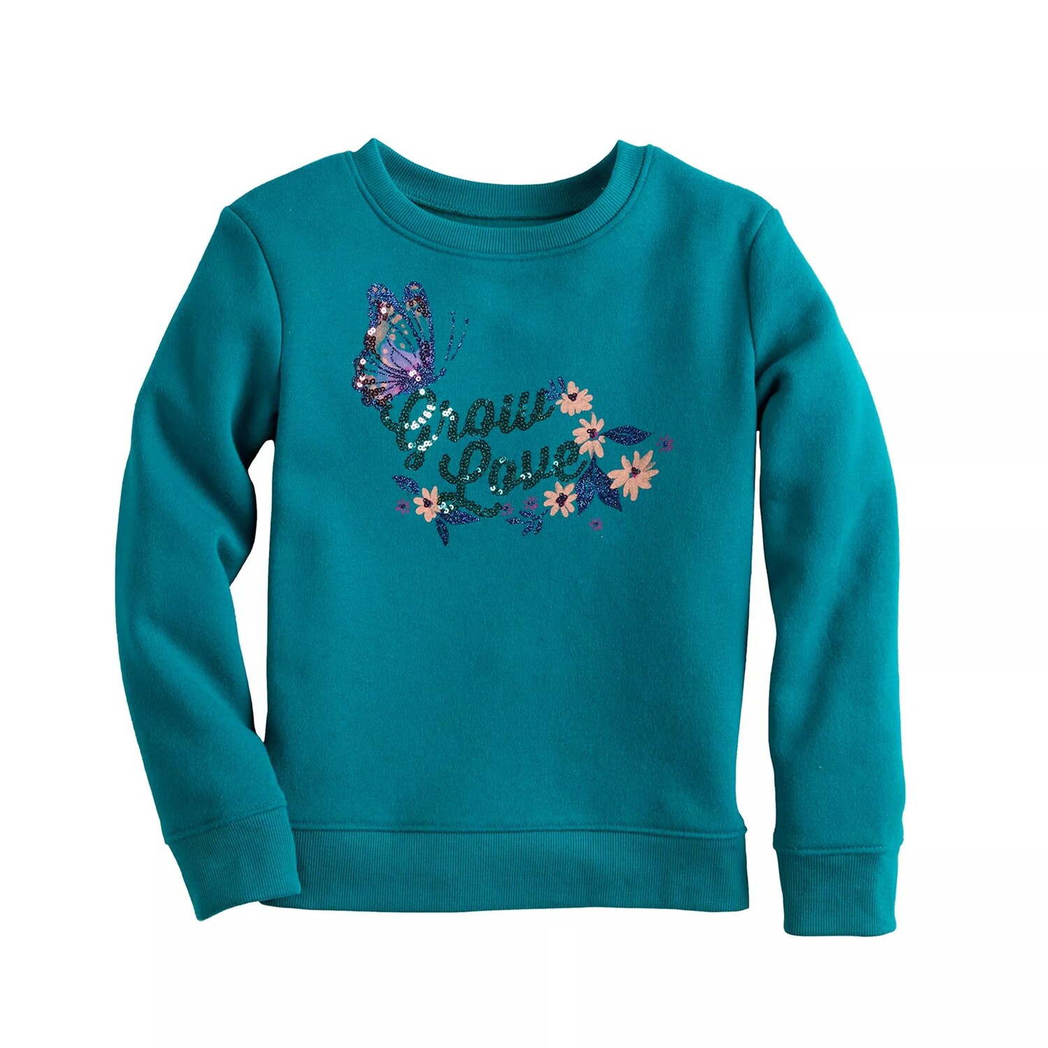 

Флисовый пуловер с круглым вырезом и рисунком Jumping Beans для девочек 4–12 лет Jumping Beans, голубой