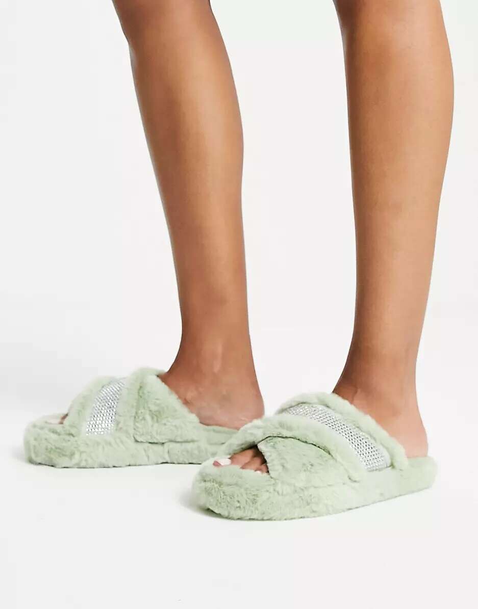 

Блестящие шлепанцы с отделкой ASOS Zena