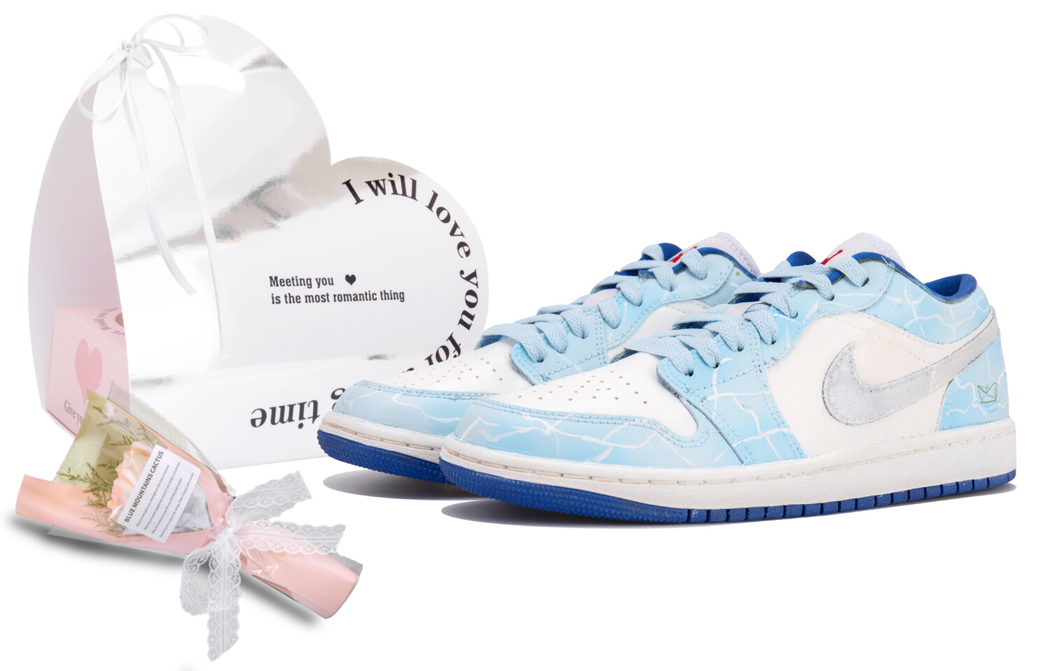 

Кроссовки Air Jordan 1 Vintage Basketball Shoes Women's Low-top White/blue, белый/синий