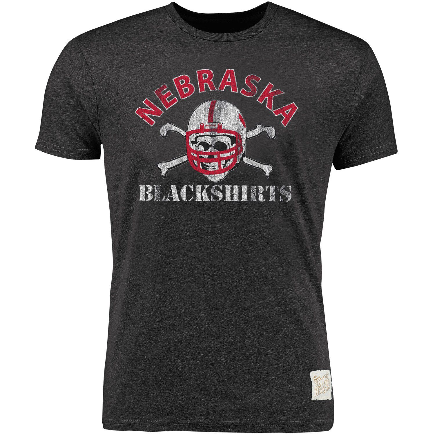 

Мужская оригинальная ретро-брендовая футболка Heather Black Nebraska Huskers, винтажная черная футболка Tri-Blend, Черный