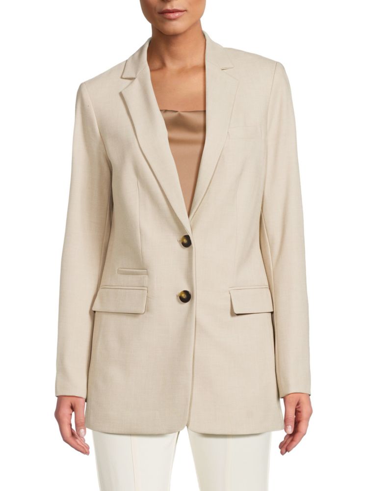 Однотонный пиджак средней длины Dkny, цвет Pebble пиджак brighton средней длины силуэт прямой размер 40 белый