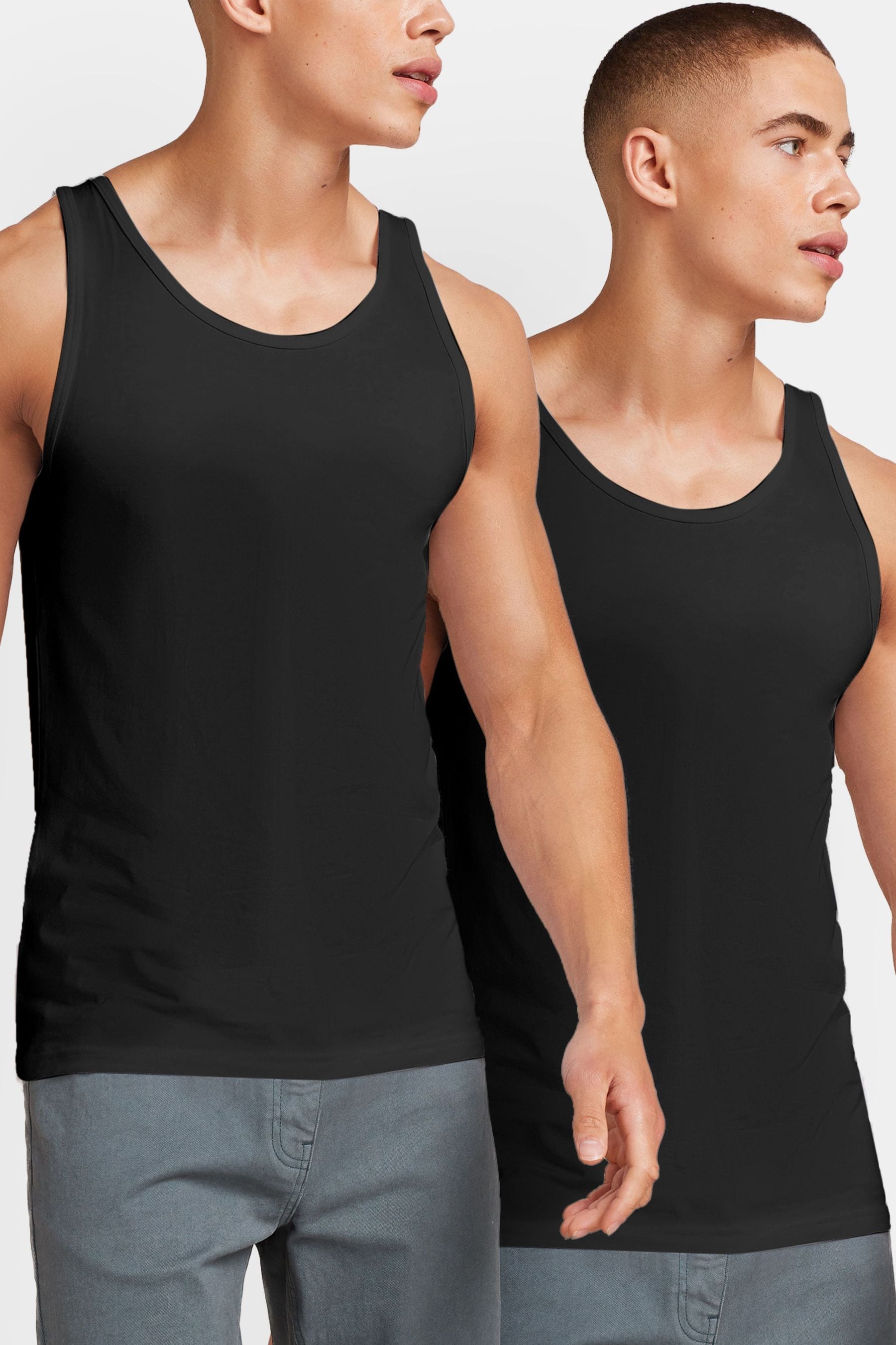 Комплект из 2 футболок без рукавов из чистого хлопка Next, черный