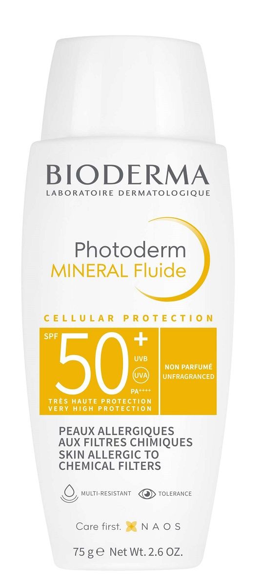 Bioderma Photoderm Mineral Fluide SPF50+ защитная жидкость, 75 g bioderma node fluide shampoo 200ml