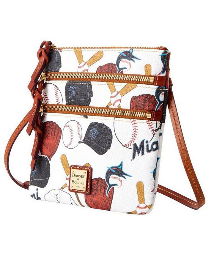 

Женская сумка через плечо Miami Marlins Game Day с тройной молнией Dooney & Bourke, белый