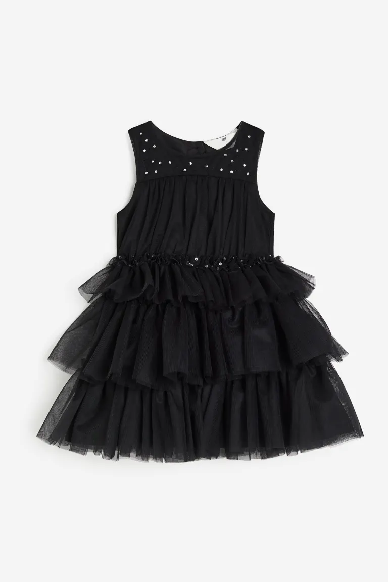 

Платье из тюля с украшениями H&M, черный