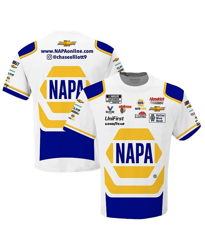 

Мужская белая футболка Chase Elliott NAPA с сублимированной формой команды Hendrick Motorsports Team Collection, белый