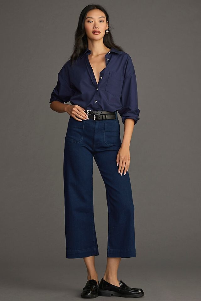 

Джинсы укороченные Maeve Colette Denim широкие, средне-синий