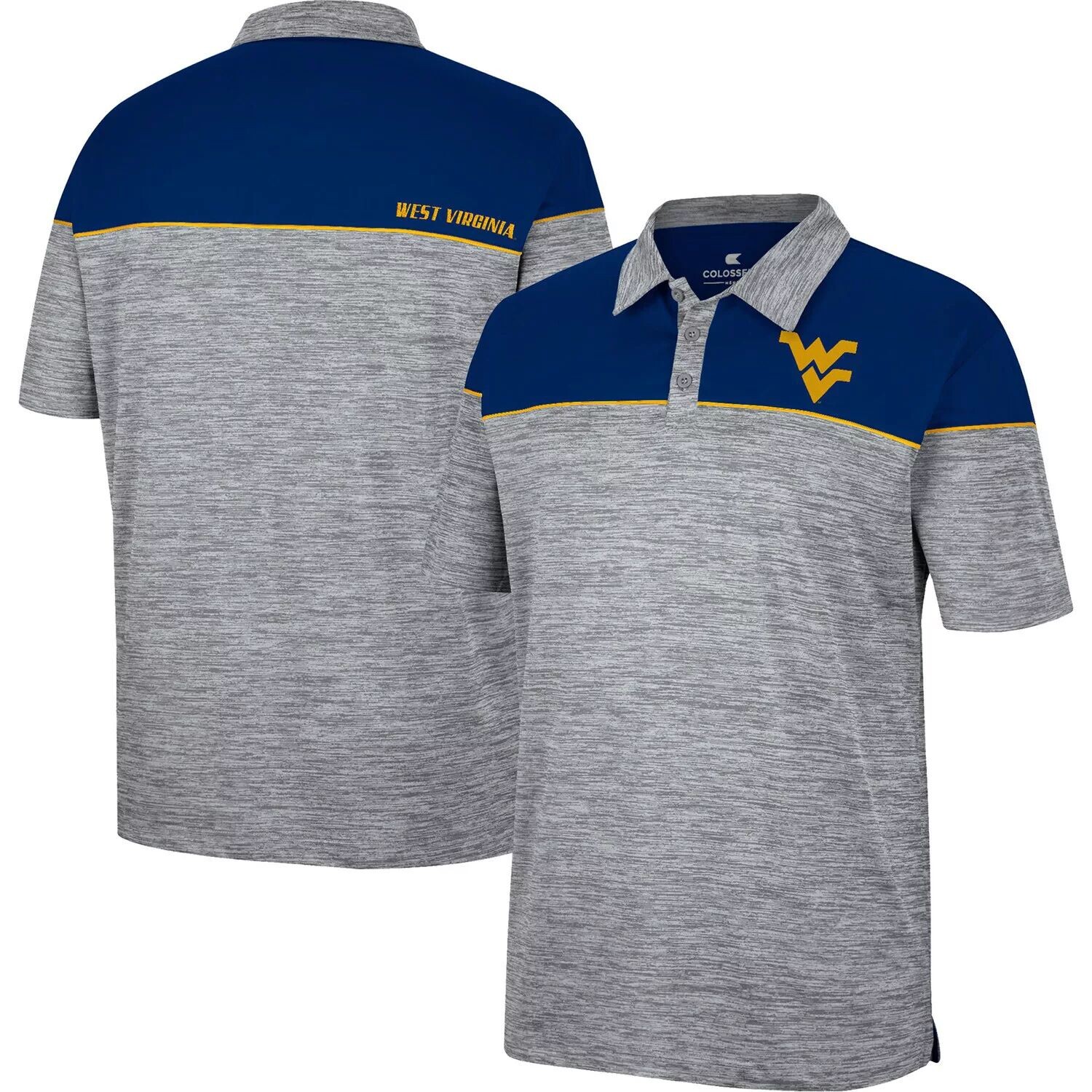 

Мужская рубашка-поло Colosseum Heathered Grey/темно-синяя West Virginia Mountaineers Birdie
