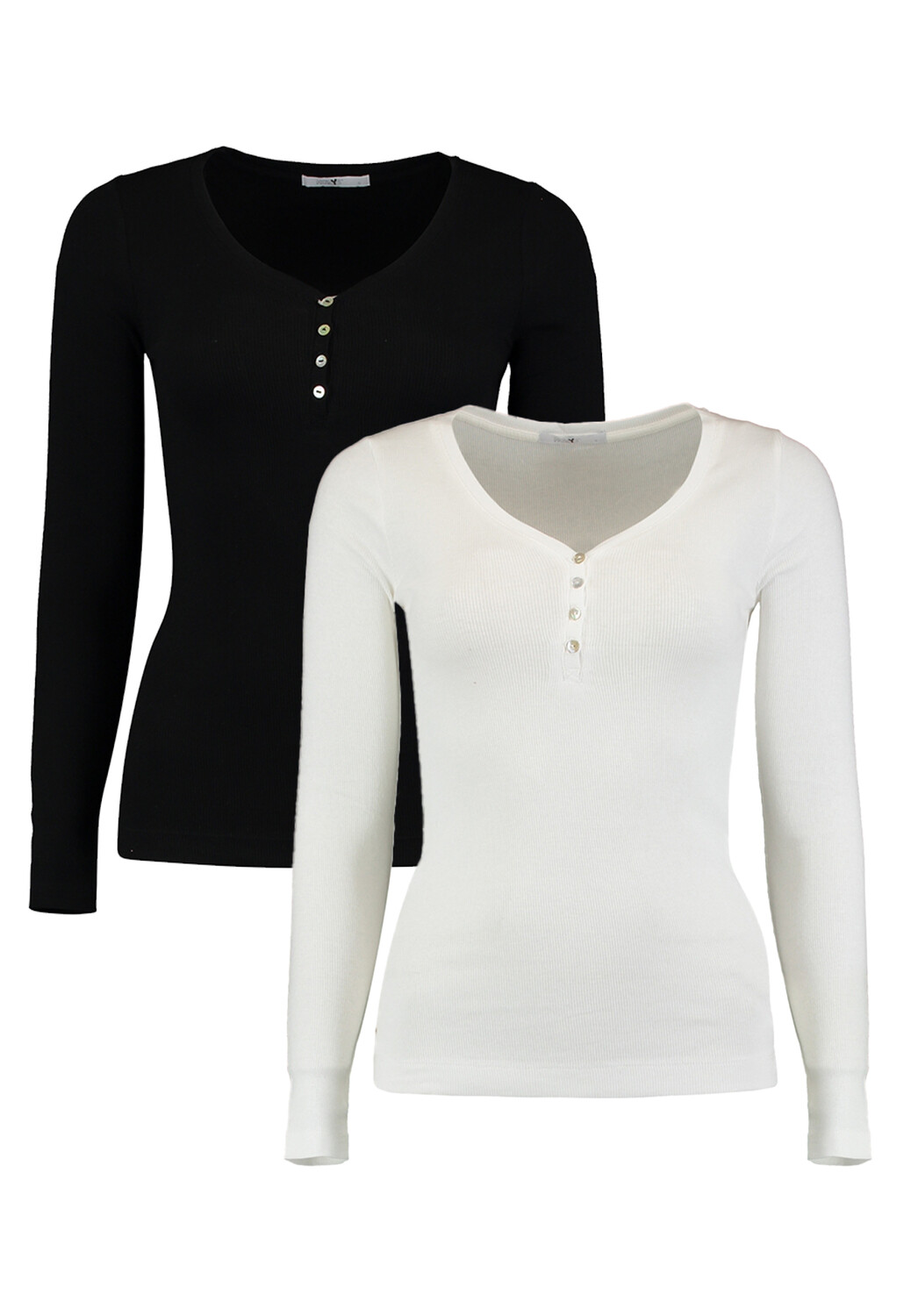 

Футболка Hailys Dünnes Langarm 2 er Stück Set Stretch Longsleeve KORA, черный