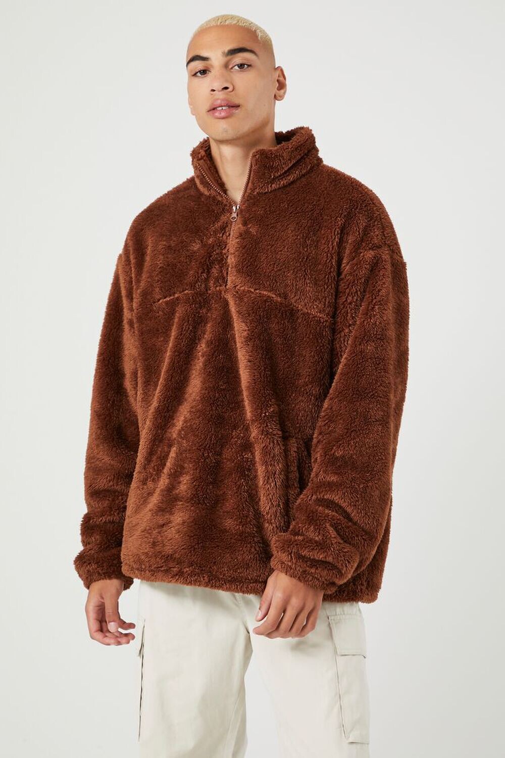 

Куртка из искусственного меха с молнией до четверти Forever 21, коричневый