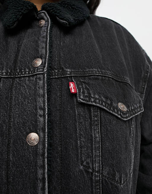 

Черная джинсовая куртка Levi's Plus Original Sherpa Trucker, Черный