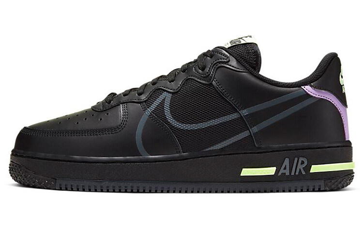 

Кроссовки Nike Air Force 1 React Skate Black Violet Star Barely Volt