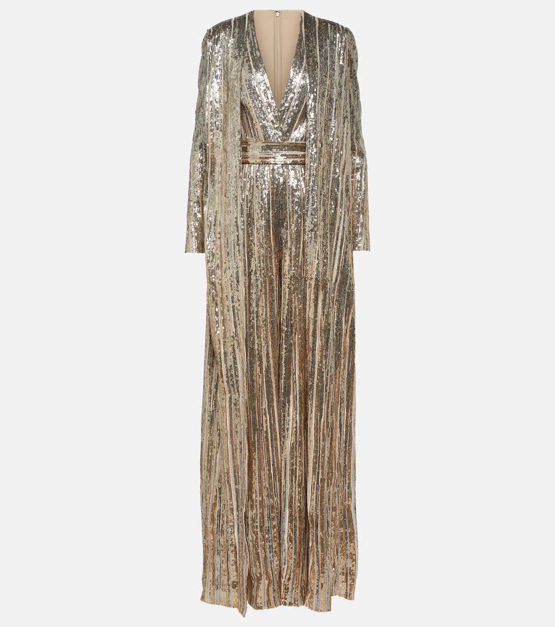 

Расшитый пайетками комбинезон широкого кроя ELIE SAAB, серебряный