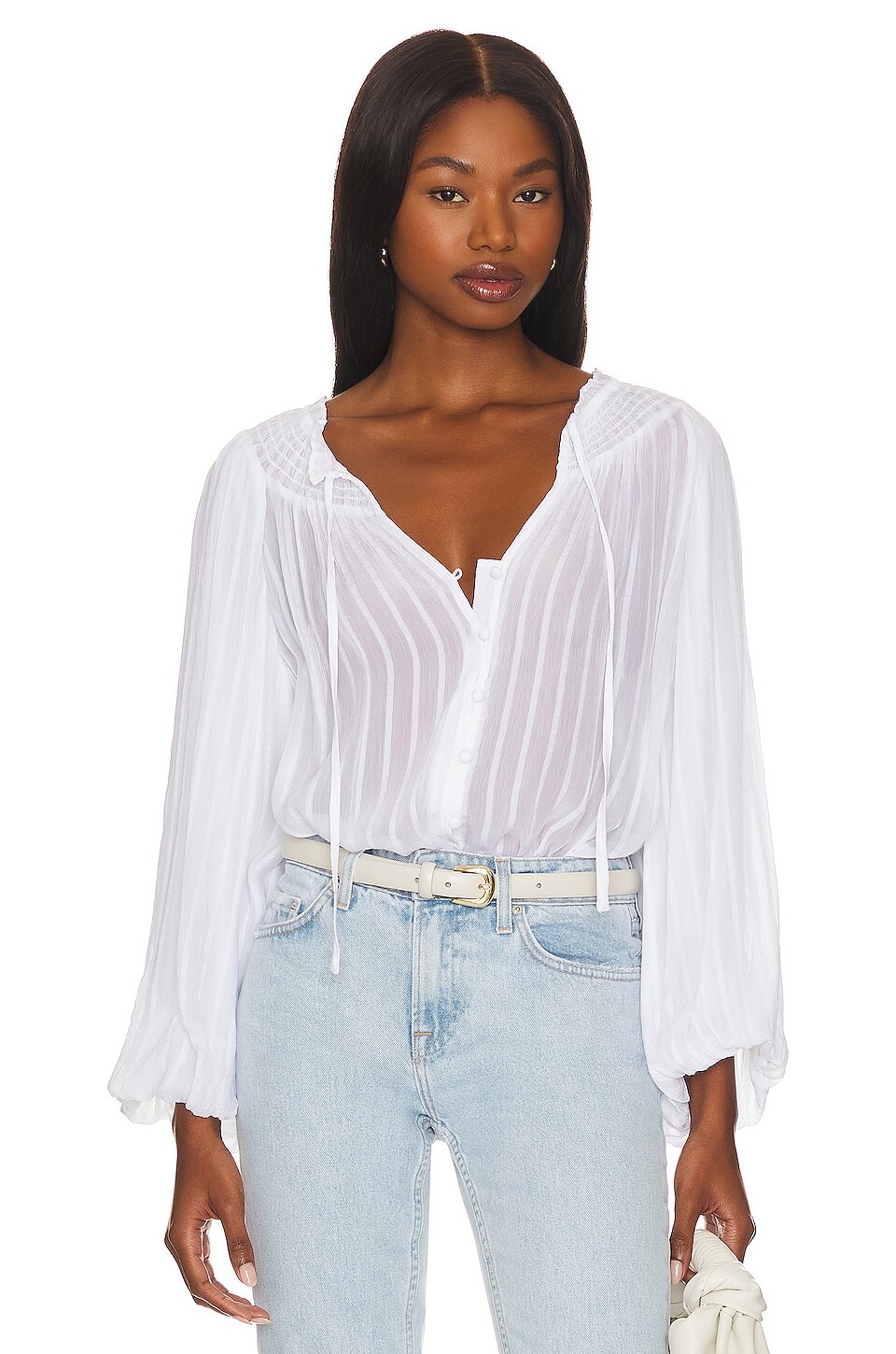 

Блузка Sanctuary Breezy Smock Neck, белый