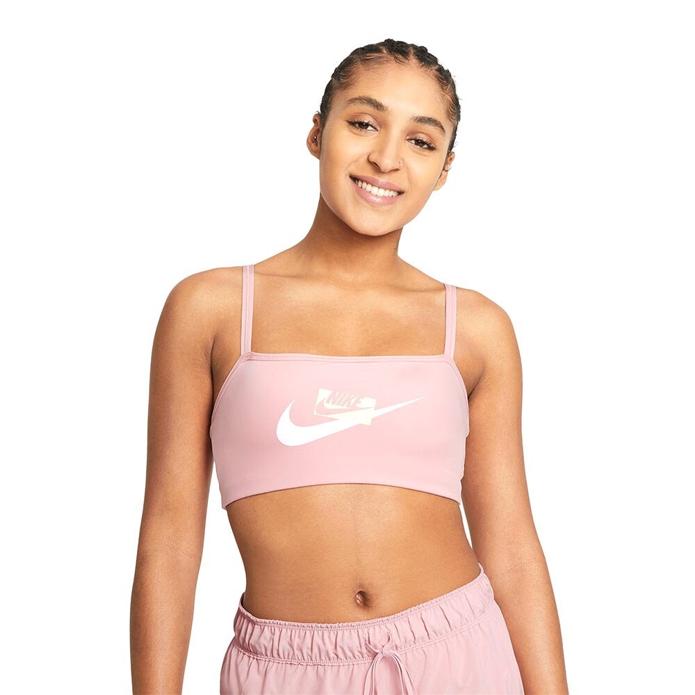 

Спортивный бюстгальтер Nike Dri Fit Indy Logo Convertible Light Support Padded, розовый