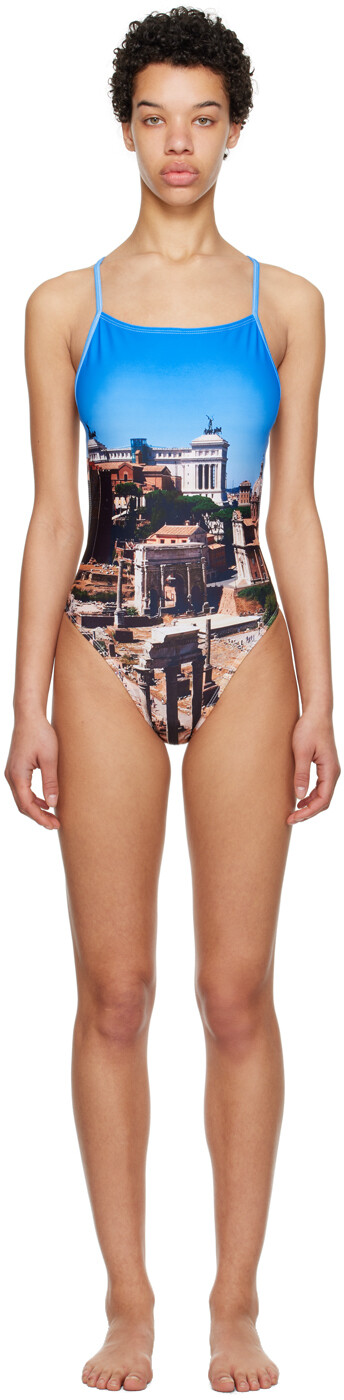 

Эксклюзивный разноцветный цельный купальник Bless SSENSE