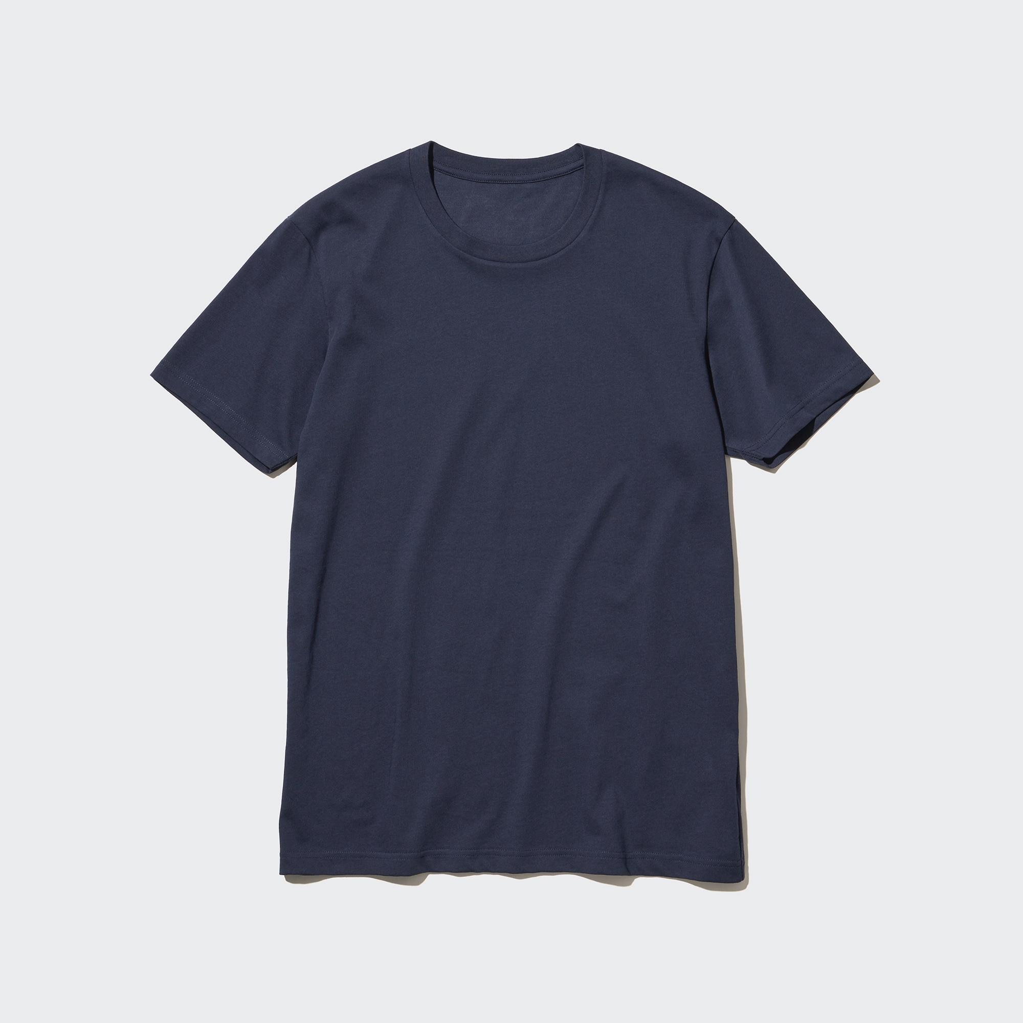Футболка Uniqlo Dry Color с круглым вырезом, темно-синий футболка uniqlo dry color с круглым вырезом серый