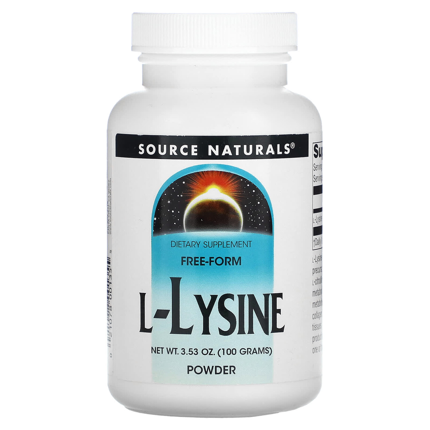 

L-лизин в порошке, 100 г (3,53 унции), Source Naturals