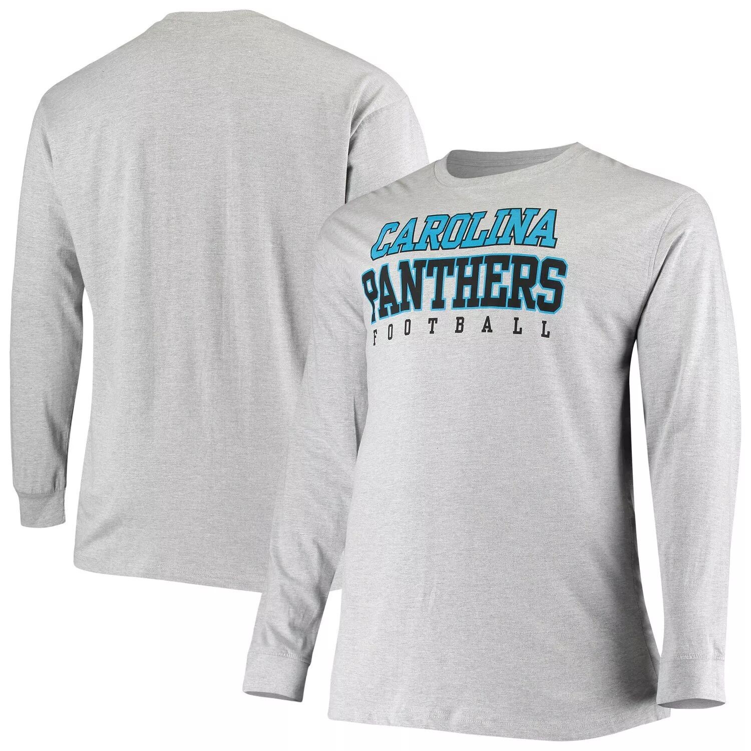 

Мужская серая футболка с длинными рукавами и логотипом Carolina Panthers Big & Tall Practice Fanatics, Серый