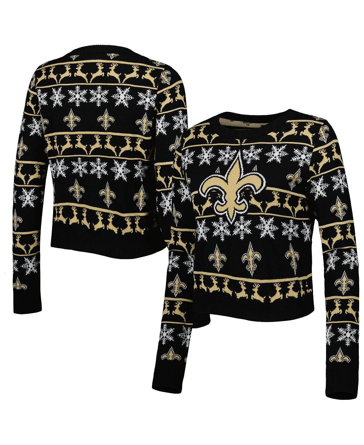 

Женский черный укороченный свитер New Orleans Saints Ugly Holiday FOCO, черный