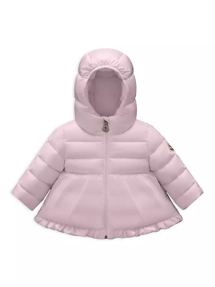 

Пуховик с оборками для маленьких девочек и маленьких девочек Moncler, розовый