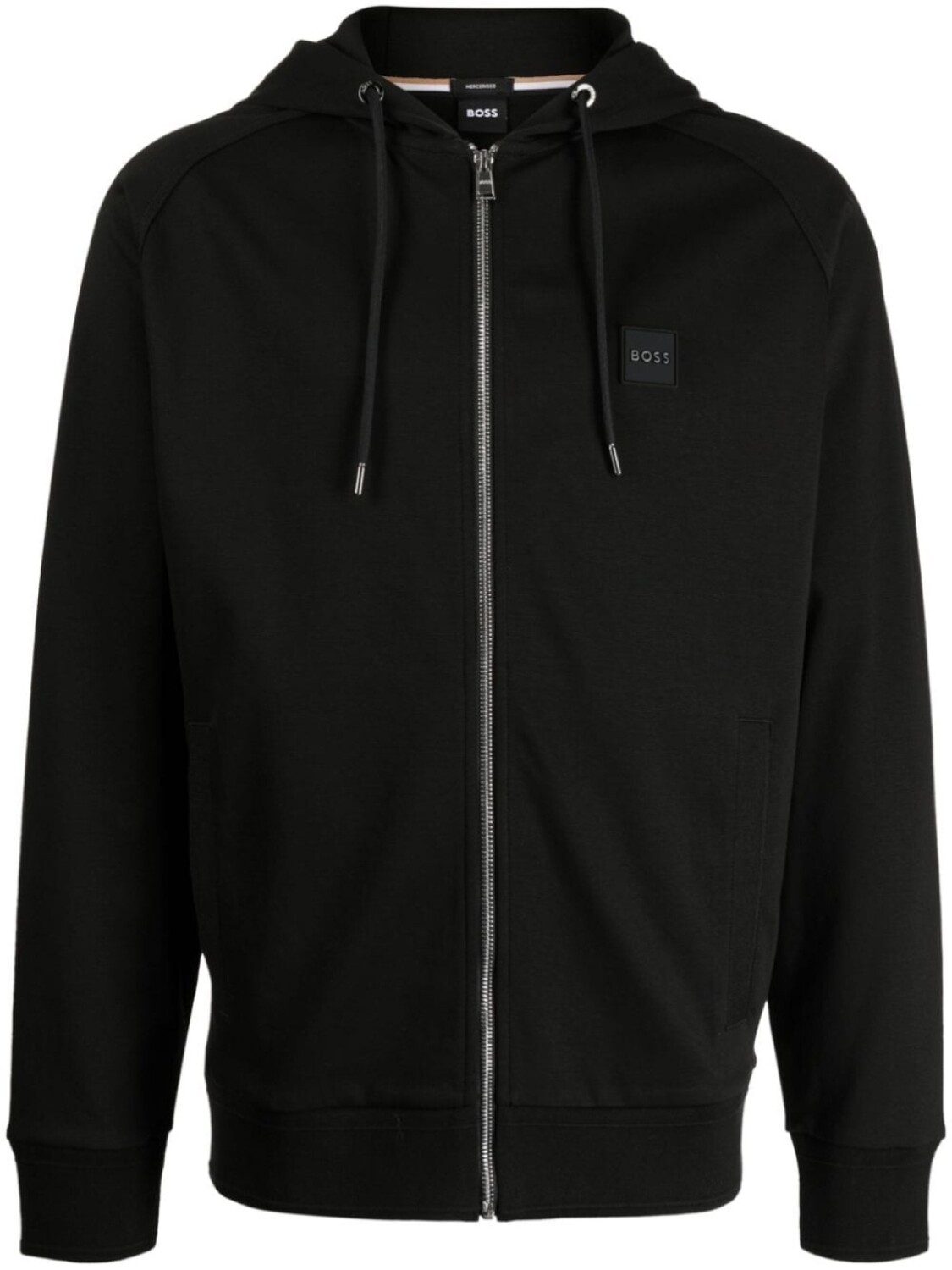 

BOSS logo-patch drawstring hoodie, черный