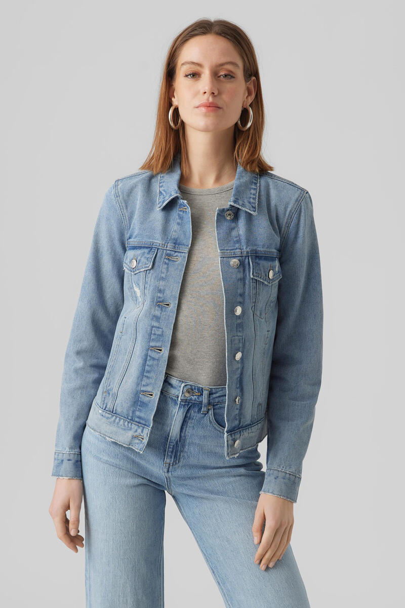 Джинсовая куртка Vero Moda, синий короткая женская джинсовая куртка vero moda синий