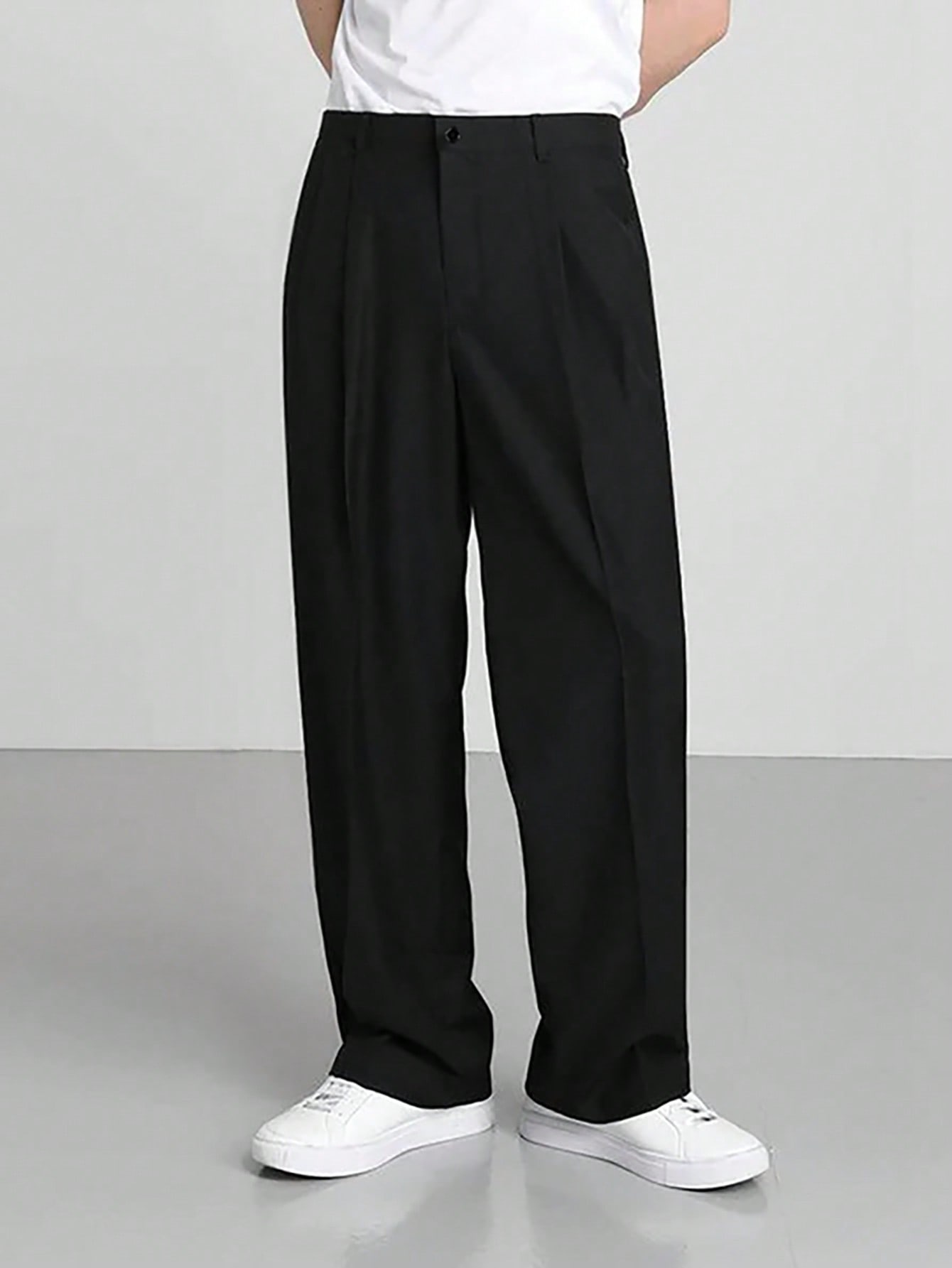 Мужские однотонные плиссированные брюки Manfinity Mode, черный