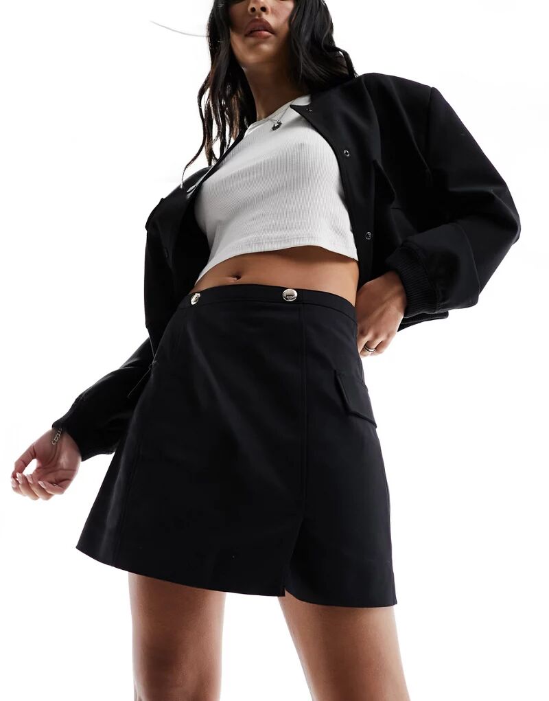 Черная мини-юбка А-силуэта Morgan с металлическими деталями