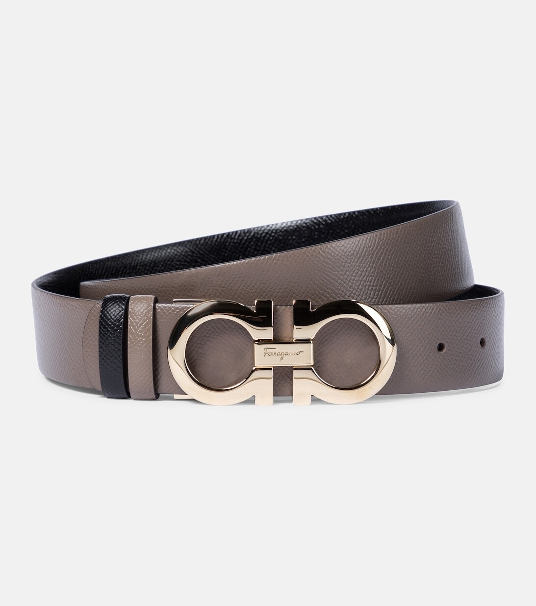 

Двусторонний кожаный ремень Gancini Ferragamo, серый