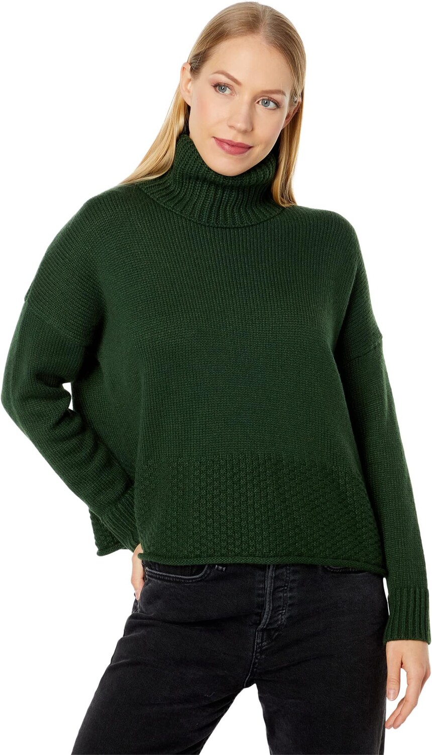 

Свитер Corsica Stitch Mix Turtleneck Madewell, цвет Deep Forest