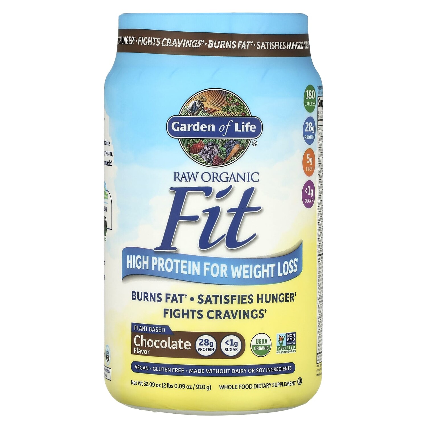 

RAW Organic Fit, высокое содержание белка для снижения веса, шоколад, 910 г (32,09 унции), Garden of Life