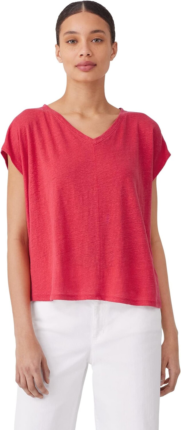 

Квадратная футболка с V-образным вырезом Eileen Fisher, цвет Grenadine
