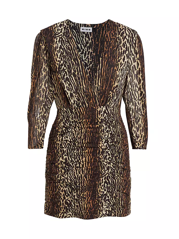 Мини-платье из эластичного шелка Golden Leopard Rixo, цвет bohemia leopard